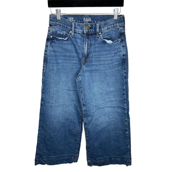 a.n.a High Rise Wide Leg Crop Jeans Blue Size 2 Short - Picture 1 of 7